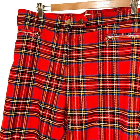 H&M Red Plaid Straight Leg plaid Pants 16 - Picture 2 of 5